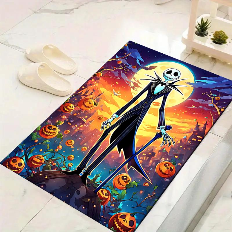 1Pc Nightmare Before Christmas Printed Flannel Rug Soft Non Slip Carpet for Bedroom Living Room Office Floor Outdoor Home Decor Xmas Gift H1478