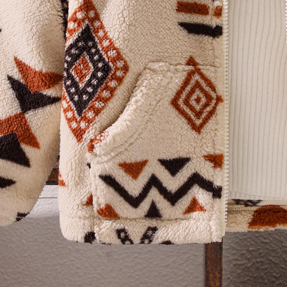 Children's Clothing New Boys' Autumn Winter Plush Printed Hooded Zipper Jacket