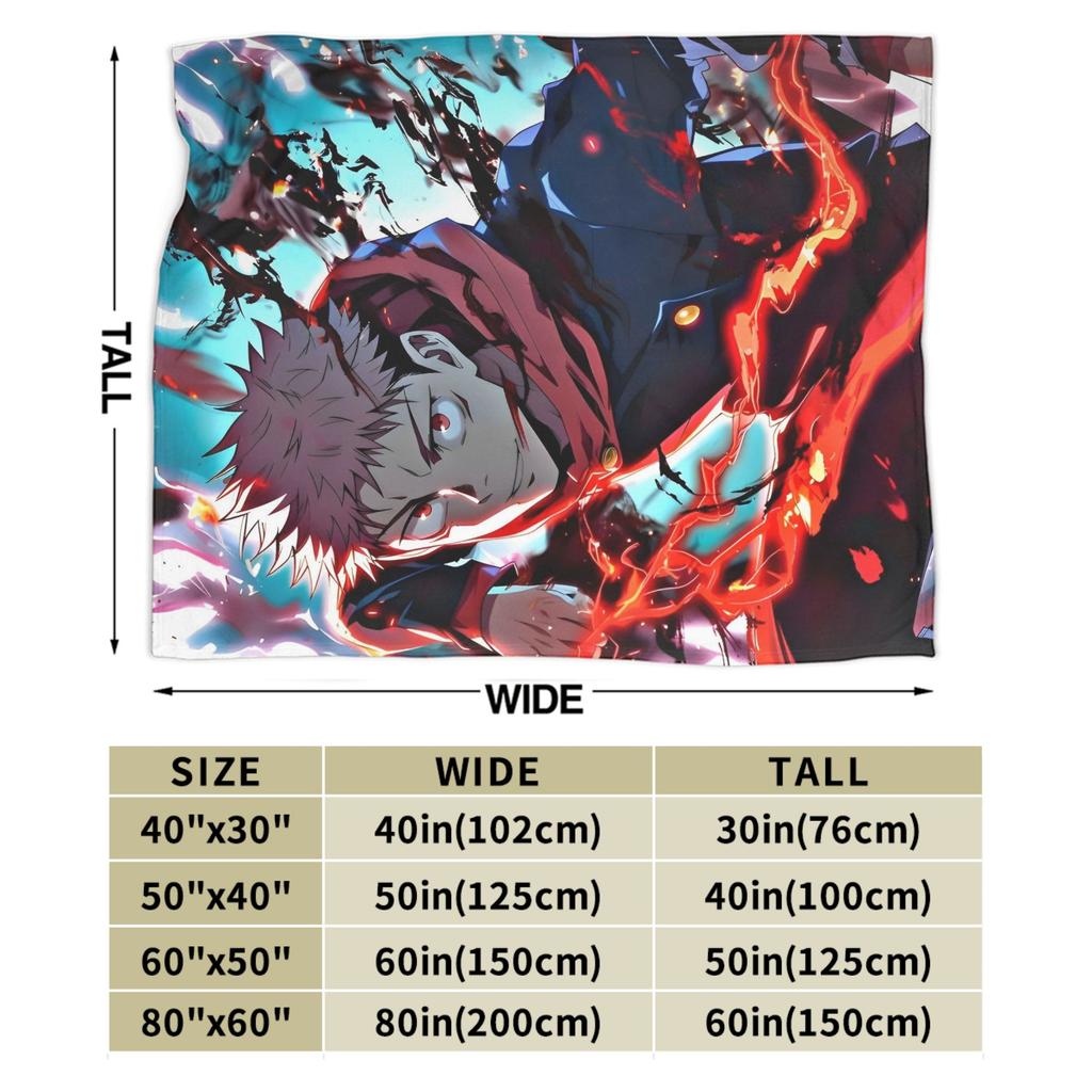 Yuji Itadori aus dem Anime Jujutsu Kaisen – Plüschdecke, tolle Kuscheldecke für Zuhause, 125 x 100 cm, Tagesdecke