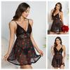 Sexy Sheer Heart Print Pajamas Lace Cami Nightgown Romantic Women's Loungewear 877 Sweet Seductive Sleepwear Featuring a Cute Heart Print