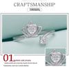 Korean Style Fresh Zircon Crown Heart Open Ring - S925 Sterling Silver