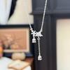 Zircon Star Lily Tassel Necklace: Women's Light Luxury Floral Clavicle Chain