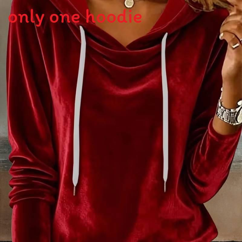 Silk Velvet Hoodie With Drawstring Hood For Womens Casual Autumn Winter Wear