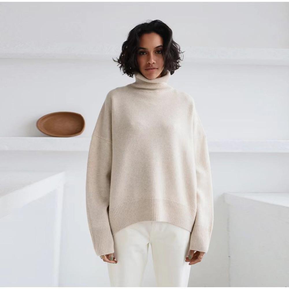 **Women's Thickened Knit Top Autumn Winter Loose Turtleneck Sweater Oversized High Neck Jumper**