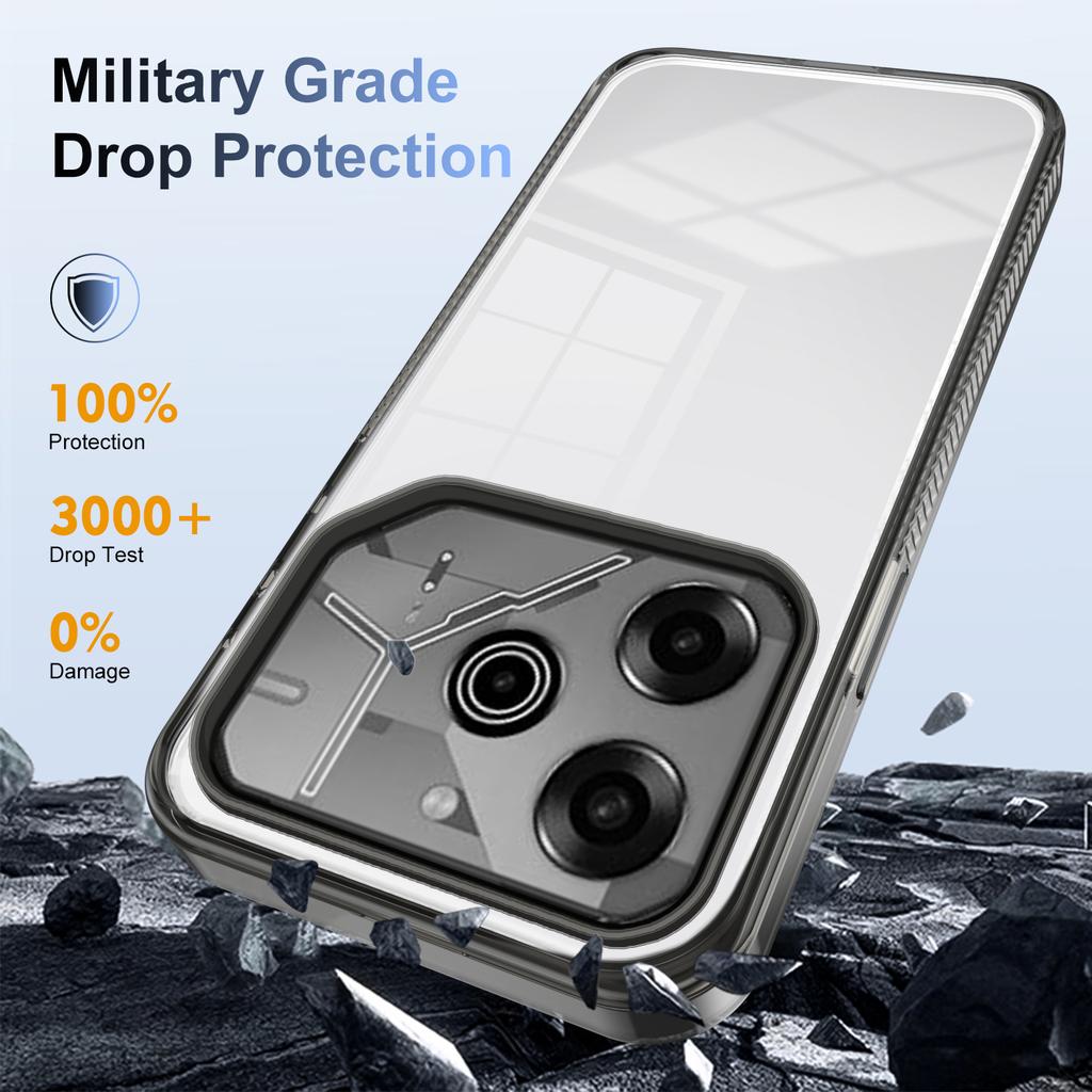 For TECNO Pova 6 Pro 5G Clear Phone Case TPU+PC Anti-Slip Drop-Proof Back Cover