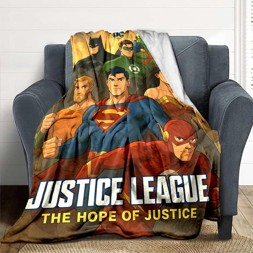 1pc Superheroes Justice Flannel Throw Blanket Lightweight Soft Warm All Season Blanket for Sofa, Bed, Travel,L1028114