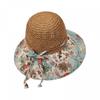 (One Size, White) Women's Bohemian Patchwork Straw Hat Wide Brim Breathable Sun Protection Beach Cap Foldable Summer Floral Sun Hat