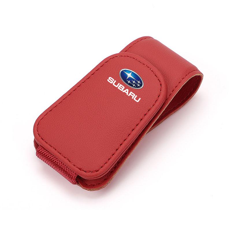 Leather Car Glasses Clip Credit Card Holder Ticket Clamp For Subaru STI WRX Forester Impreza Legacy Outback XV WAS Ascent Atenza Oi3