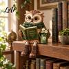 Articoli da Collezione Civetta 2 Pezzi Statuine in Resina per Lettura Sedute sul Bordo di Libreria con Occhiali Ornamento da Scrivania Ufficio Retrò & Libro Vintage Rustico da Tavolo