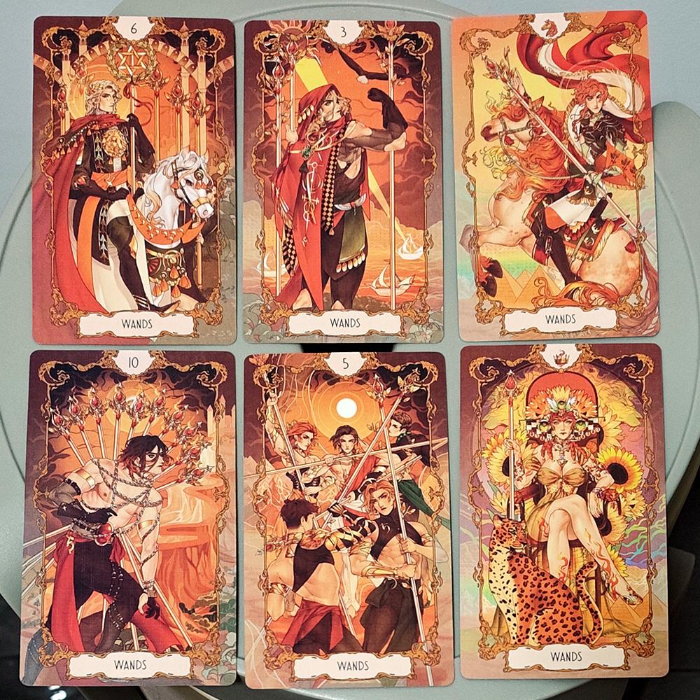 Anima Tarot Deck in Rigid Box 78 Pcs Art Nouveau Tarot Cards 12*7cm Double-embossed with Gorgeous Anime-Style Illustrations