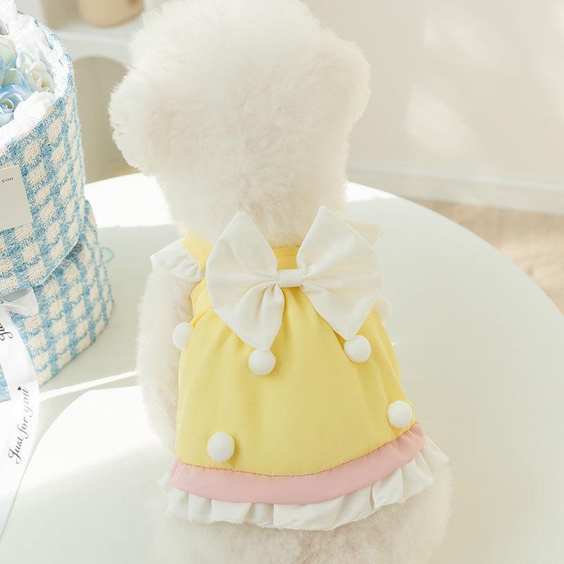 Spring and Summer New Puppy Dog Lace Chiffon Dress Teddy Bigbear Small Dog Bow Pet Clothes