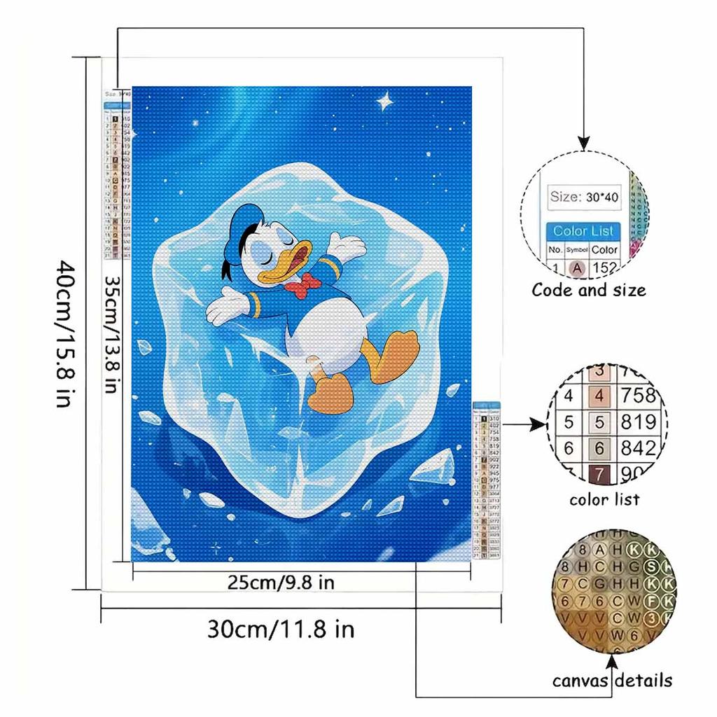 DIY Diamond Painting Donald Duck On Ice Cubes Cross Stitch Kit Mosaic Art Diamond Painting Full Circle Diamond Home Decoration