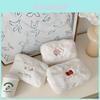 Korean Style Plush Makeup Bag With Embroidered Cartoon Design And Cotton Fabric Lining