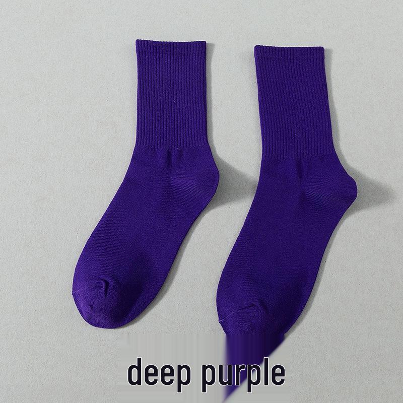 Zhuji Women's Colorful Mid-Calf Socks - Fashionable Candy Colors for Spring & Autumn, Versatile Japanese Style Trendy Solid Socks