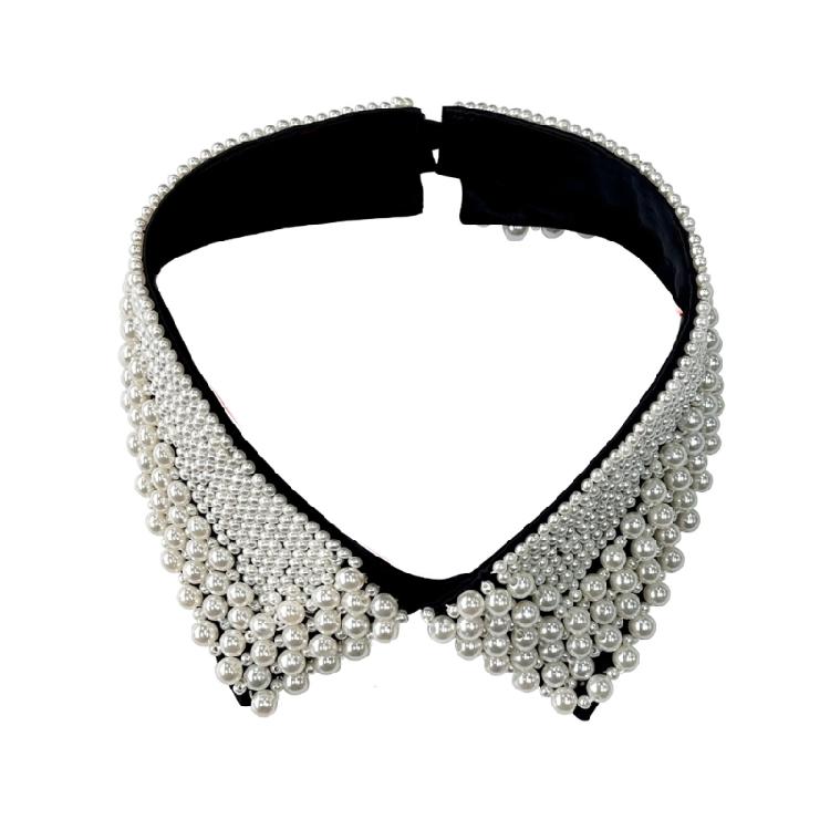 Fashion Jeweled Detachable Collar Luxurious Pearls Shawl Versatile Lapel Detachable Collar Shawl for Dress Shirt