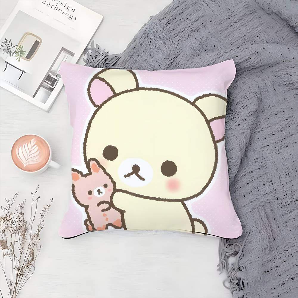 Cute R-Rilakkumas-MT Warmth Companionship Pillow Case Printing Pillowcase Living Room Sofa Cushion Cover Bedroom Room Decor