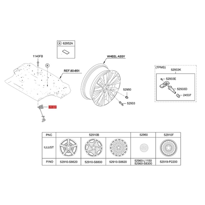Car Spare Tire Winch Spare Tire Rack Spare Tire Carrier For Hyundai Palisade -2024 62800S8000 62800-S8000-M53K