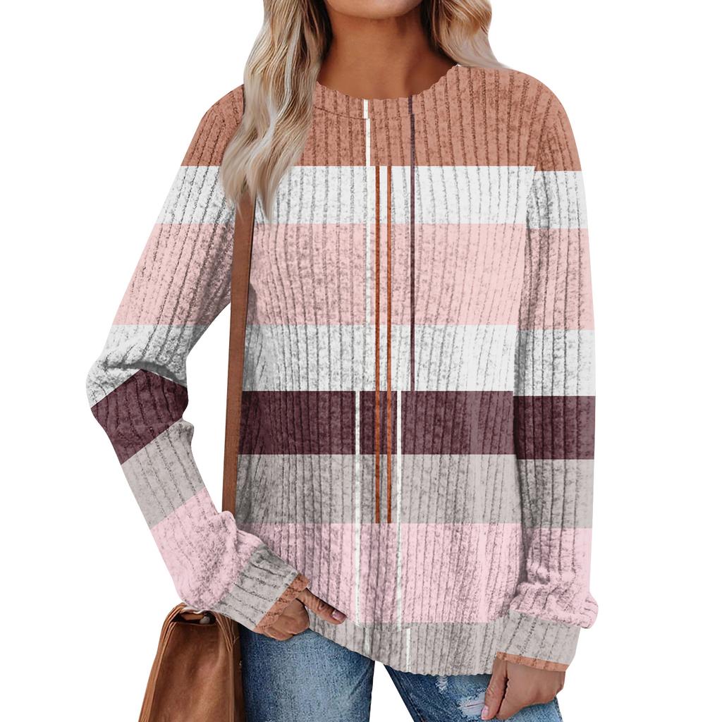 Women's Printed Lightweight Brushed-Cotton Round Neck Top