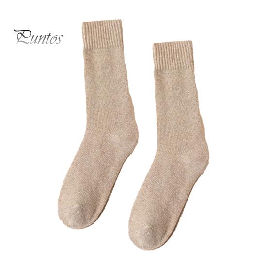 Thick Mid-calf Socks 1 Pair Unisex Knitted Mid-tube Plush Soft Warm Lady Sweat Absorption No Odor Anti-slip Elastic Casual Floor Versatile Cold