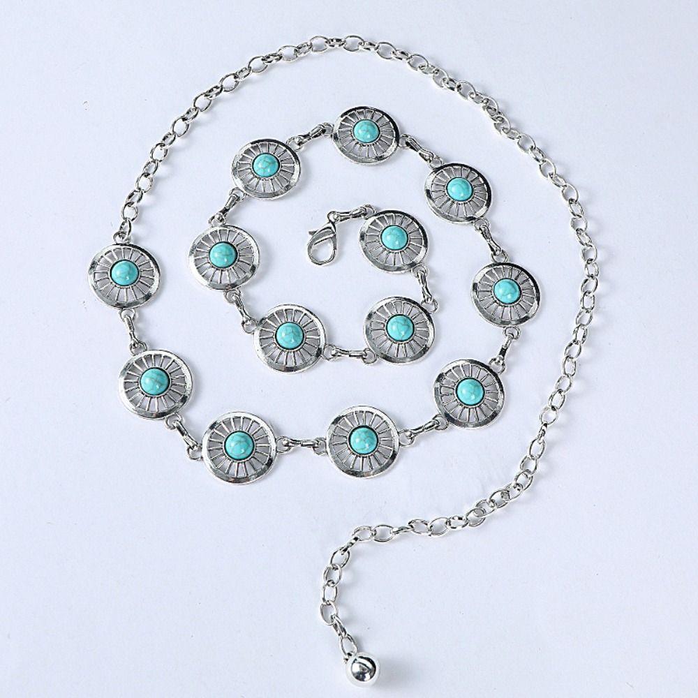Minority Design Western Country Waist Chain Metal Women's Body Jewelry Turquoise Waist Chain  Girls