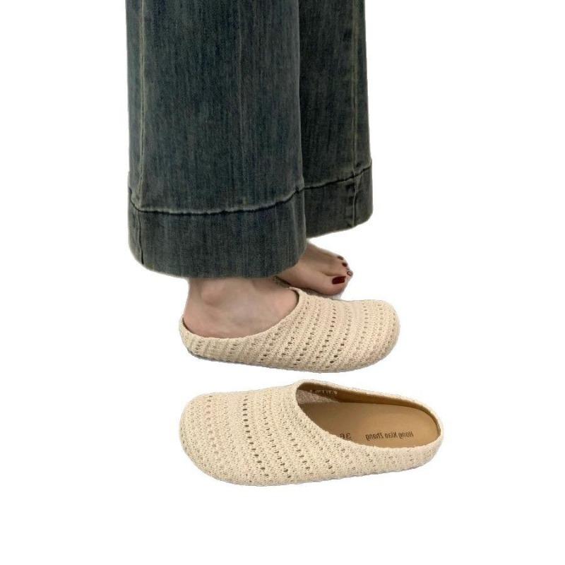 Thick-soled Cloth Hollowed-out Ken Shoes, Slippers, Outer Wear, Spring and Summer, One Pedal Out, Slippers, Bag Head, Half-drag Lazy Shoes