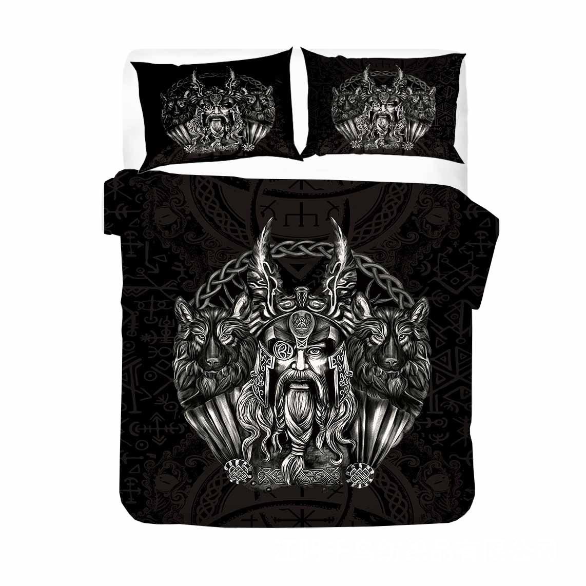 

Comforter Vikings Bedding Set Single Twin Full Queen King Size Ragnar Lothbrok Bed Set Aldult Kid Bedroom s 3D Print 013 Comforter (quilt)-EU Single(135*200cm)3pcs