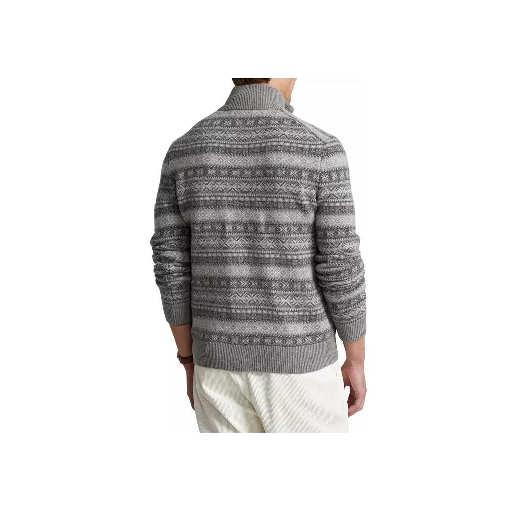 Polo Ralph Lauren FW22 Pattern Jacquard Half-Zip Knit Sweater Men Sweater Gray 710878304-001