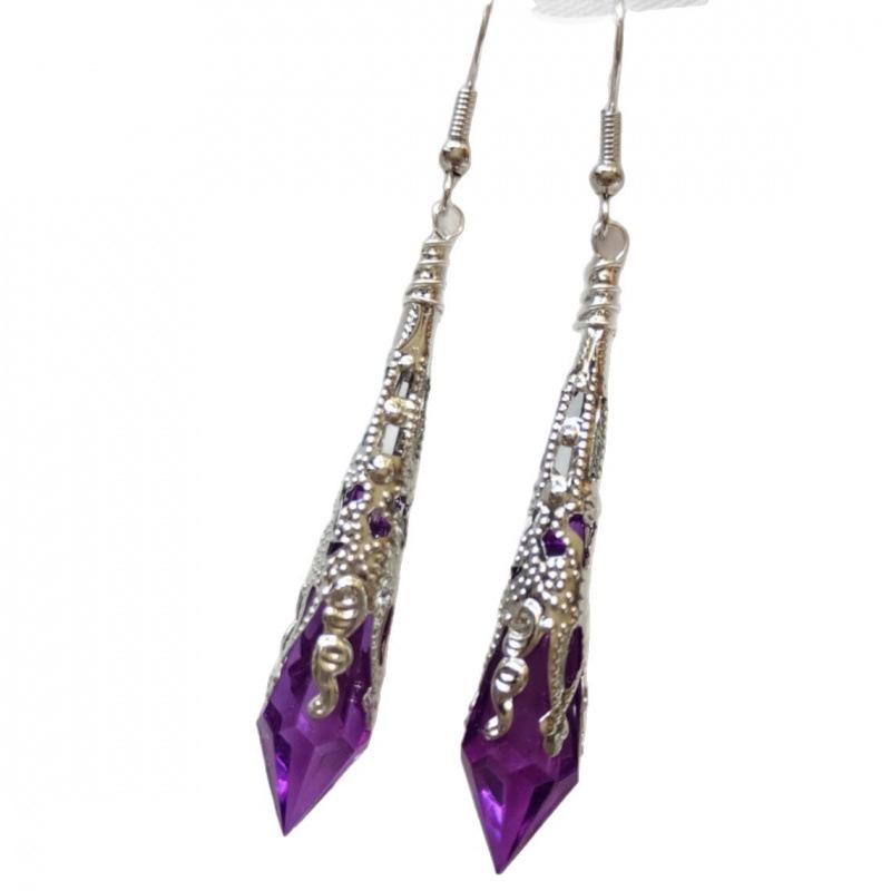 Retro Purple Victorian Gothic Halloween Earrings