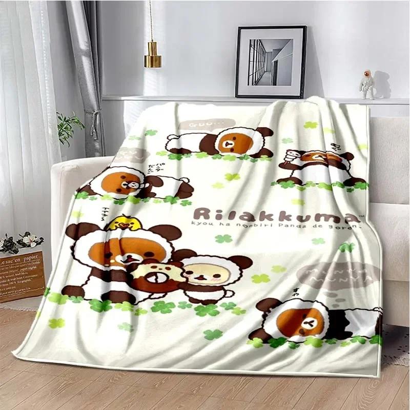 Cartoon Rilakkuma Anime Girls Throws Blanket for Baby Hiking Picnic Bed Super Soft Cute kawaii Flannel Blanket birthday gift