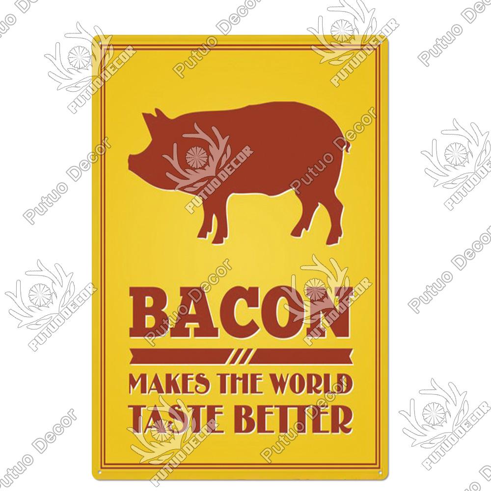 Putuo Decor Farm Tin Sign Milk Vintage Tin Sign Plaque Metal Plate Retro Poster for Farmhouse Cow Pig Wall Stickers Art Decor
