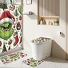 Greentown Series Shower Curtain Floor Mat Four Piece Set, Home Bathroom Dry Wet Separation Partition Shower Curtain Waterproof Shower Curtain