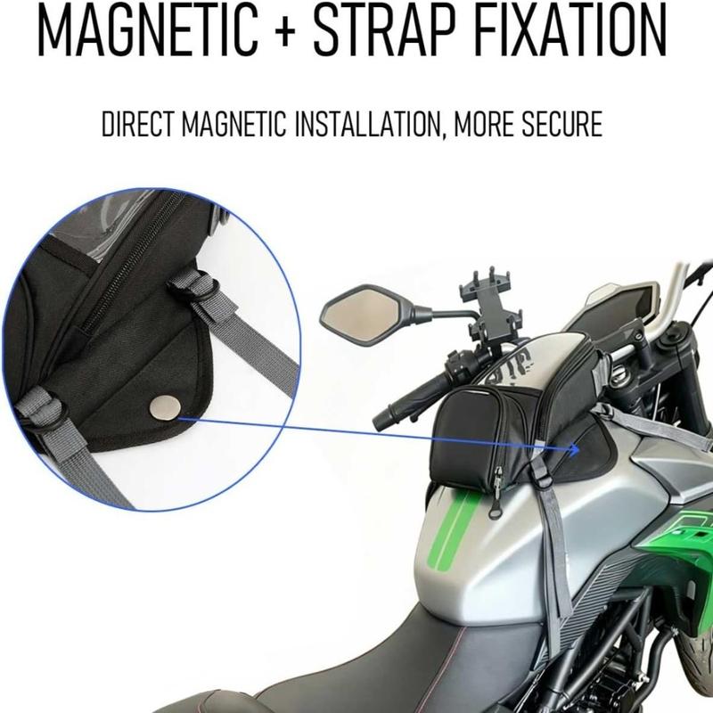 Magnetic Motorcycle Tank Bag Waterproof Transparent Phone Touch Screen Pouch Large Capacity Storage Bag Universal for Riding