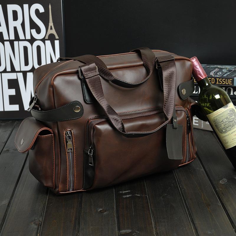 Herren Crazy Horse Leder Koreanische Freizeittasche Schultertasche Messenger Bag Handtasche Große Reisetasche Trendy Herrentasche