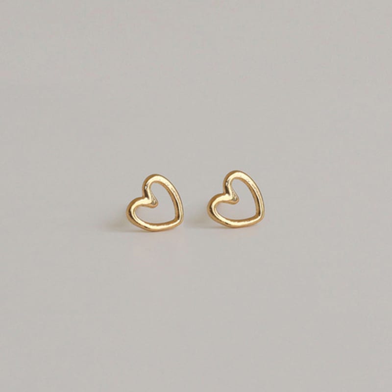 Modernlike 14k Gold-filled Silver Teeny Line Heart Stud Earrings