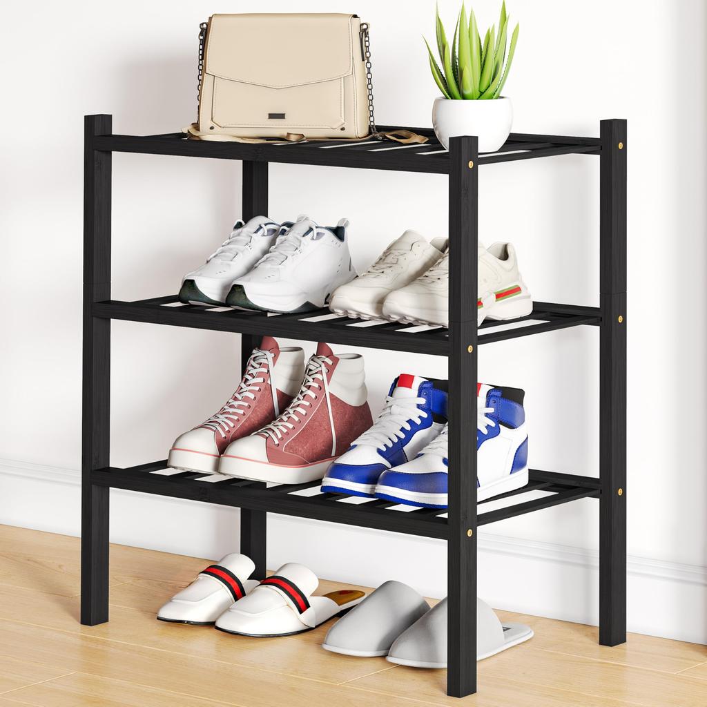 Olanly Bamboo Shoe Organizer Quality Expandable Shoe Rack Stackable Free Standing Wooden Shoe Storage Shelf For Entryway Closet