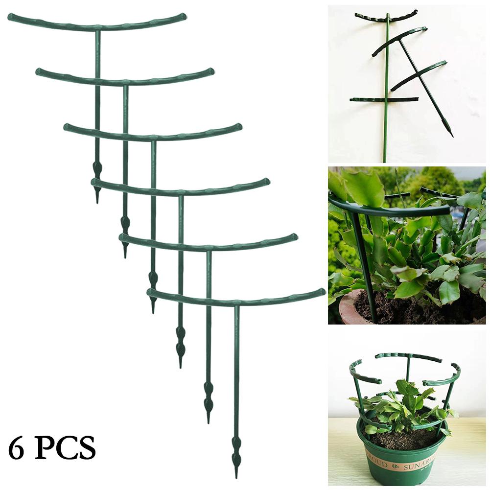 6pcs Plastic Plant Support Piles Smart Half Round Design Fixed Rod  Indoor Flower Plant Vine Climbing Bracket Home Garden Decor
