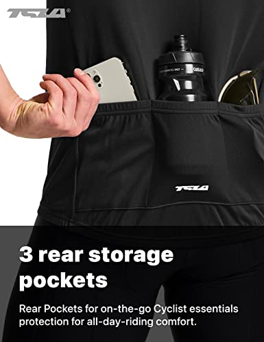 Tesla Men's Short Sleeve Cycling Jersey, UV Protection, Breathable, Lightweight, Half-Zip, Motorcycle Wear, MCT01-JPBLK_XL