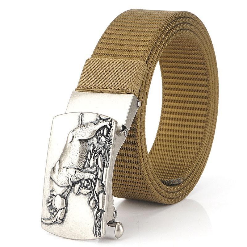 Outdoor Nylon Belt Men s Canvas All-match Waist Automatic Buckle Casual Pants 120cm