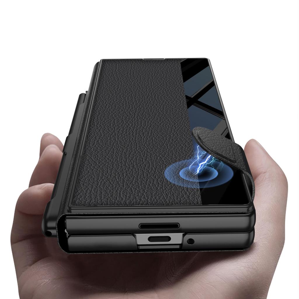 Samsung ZFold7 Mobile Phone Case Business Folding Screen ZFold6 Flip Cover Film Integrated with Pen Slot Leather Case