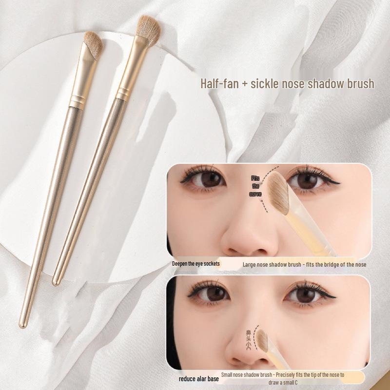 Sickle-Shaped Nose Contour Brush: Half-Fan Slanted Head for Highlighting, Contouring, and Shading. Ideal Small Brush for Beginners.