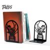 Office Desk Organizer 1 Pair Flower Metal Bookends, Decorative Vase Book Ends for Artistic Bookend Shelves, Black Holder Stopper Home Reading