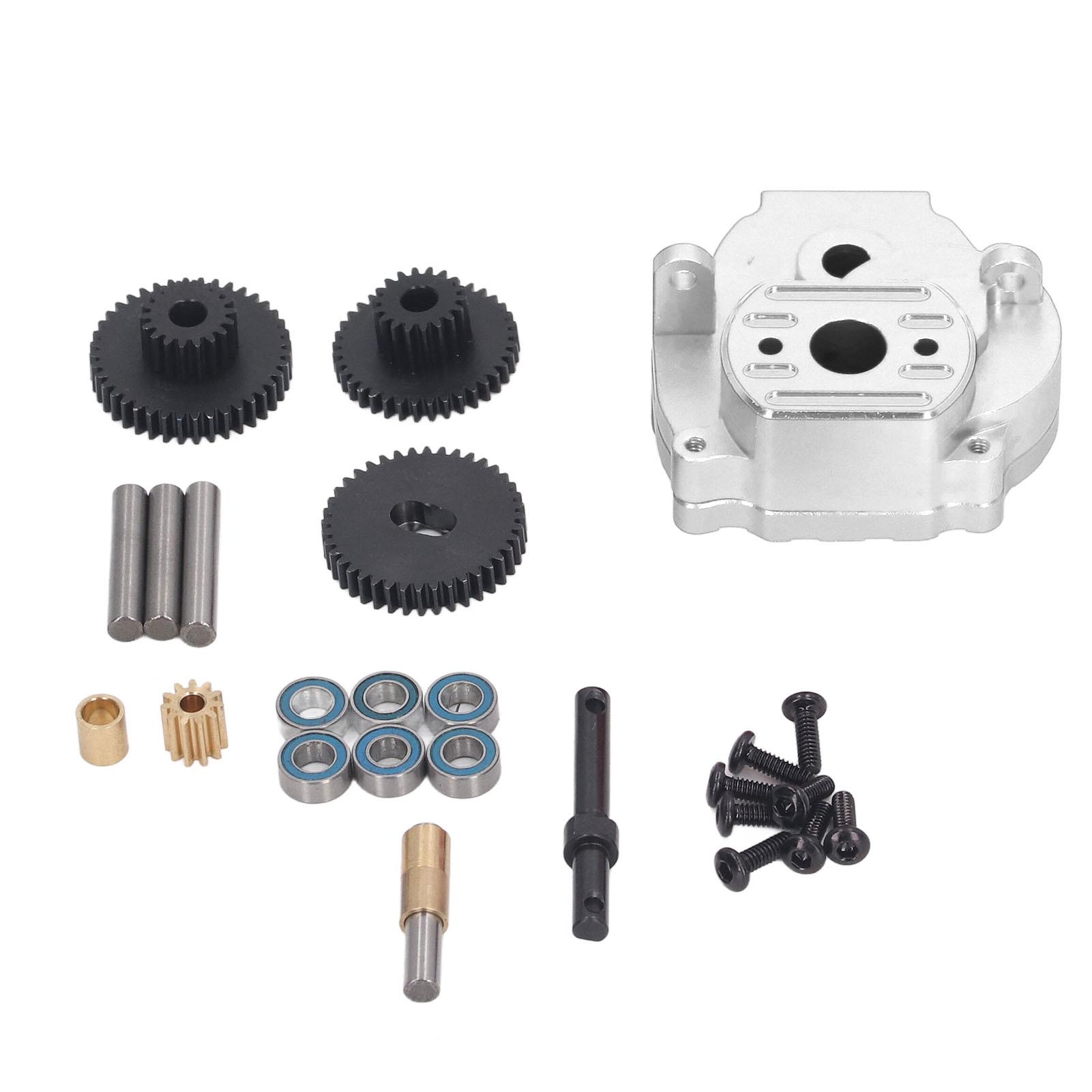 

RC Gearbox Assembly Aluminum Alloy Transmission Case Gearbox Housing with Steel Gears for Traxxas 1 18 TRX4M RC Crawler срібний