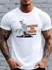 Men'S Waiting Accessory Skull Mechanic Print T-Shirt, Fun Car Repairman Pattern Round Neck Short Sleeve, Auto Mechanic Garage Street Style Outfit