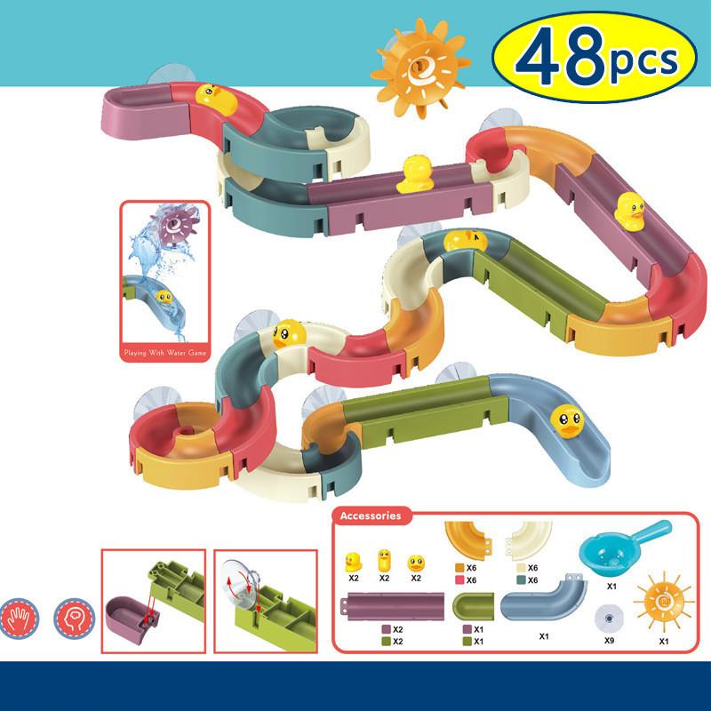 Bathroom Kids Water Slide Wall Track Toy Set With Diy Construction For Sensory Play And Parentchild Interaction