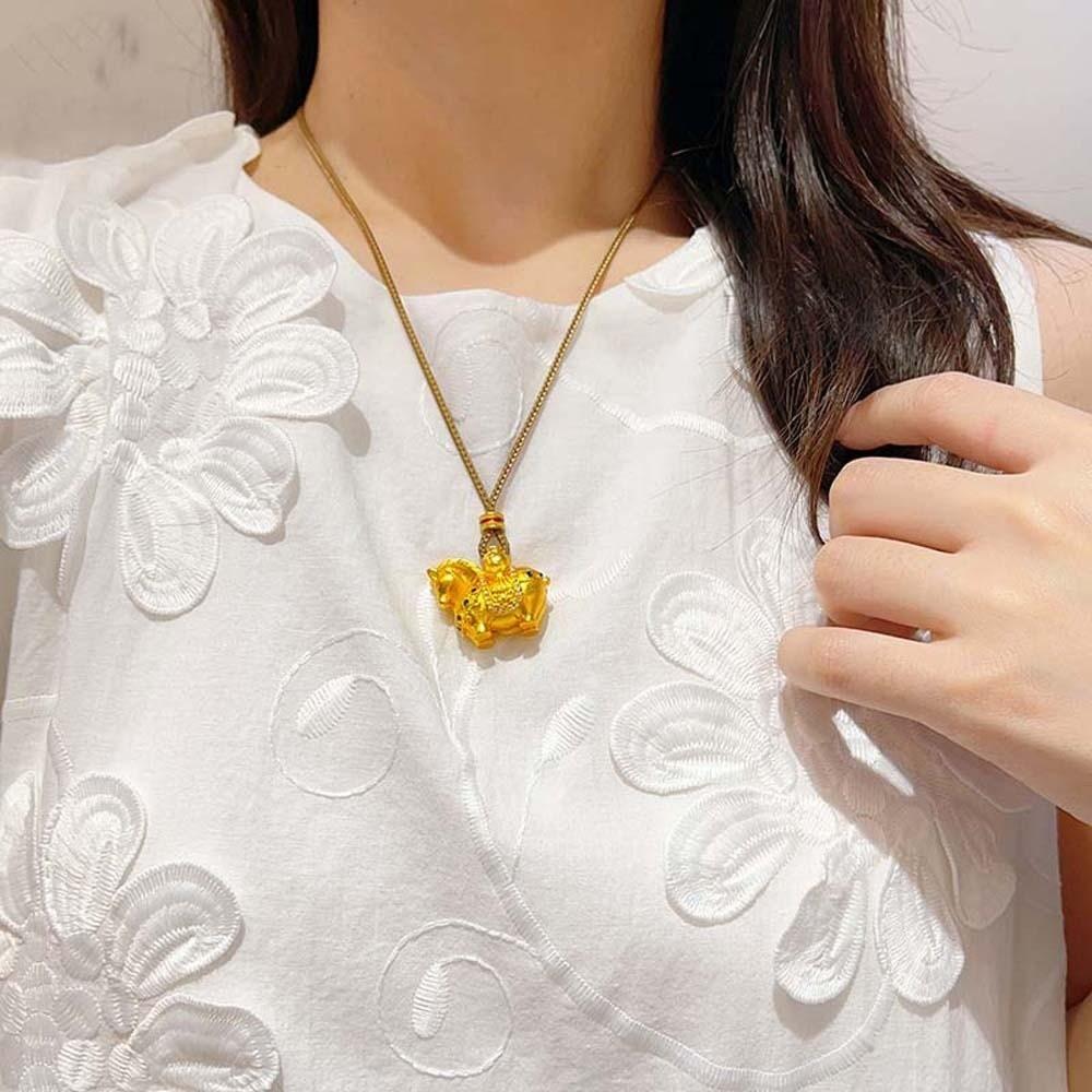 Luxury Zodiac Horse Necklace Orichalum Plating Golden Horse Pendant  New Year Blessing