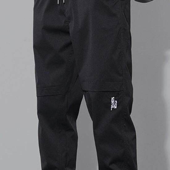 Men Pants Solid Color Elastic Waist Drawstring Ankle-banded Cargo Pants for Daily Wear
