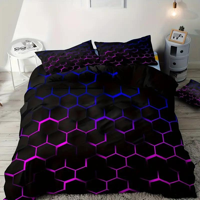 Färgglad Geometri Påslakanset Enkelt Dubbelt För Barn Vuxna Queen King Size Sängkläder Med Örngott För Sovrum