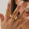 18K Gold Edelstahl Schlangenring, Leichter Luxus Eleganter Titanstahl Schlangen Offener Ring, Nicht verblassender Handschmuck