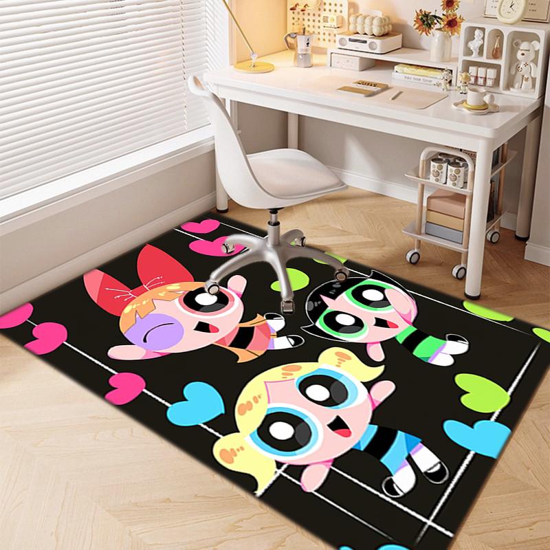 1Pc The Powerpuff Girls Printed rectangle carpet, home door mat, outdoor travel protection carpet A5