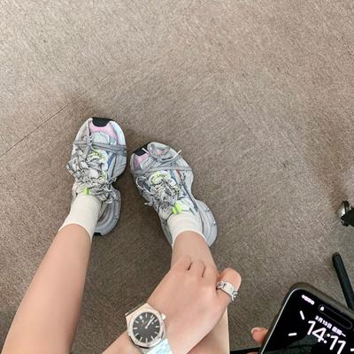 Version haut de gamme en cuir de vache~ B home 3xl chaussures de papa à plateforme surélevée à lacets chaussures de sport décontractées pour femmes